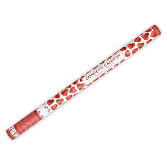 Confetti cannon - hearts, red, 80 cm