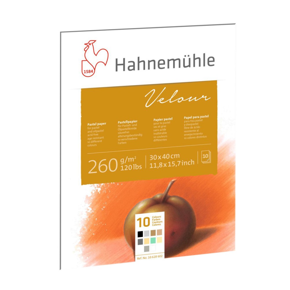Velour paper pad 30 x 40 cm - Hahnemühle - Colored 260 g/m2 10 sheets