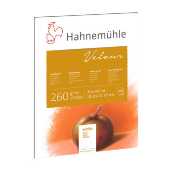 Blok do pasteli Velour Pad 30 x 40 cm - Hahnemühle - White 260 g/m2 10 ark.