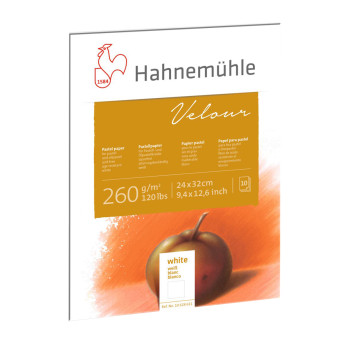 Velour paper pad 24 x 32 cm - Hahnemühle - White 260 g/m2 10 sheets