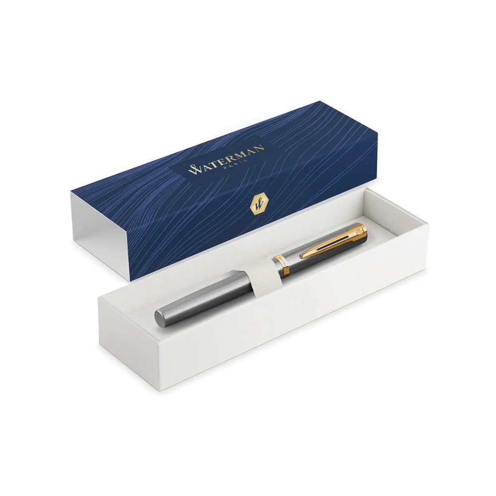 Fountain pen Impression with box - Waterman - Steel Gold Trim F