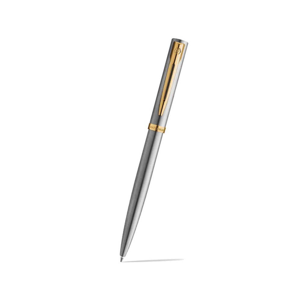 Ballpoint pen Impression with box - Waterman - Steel Gold Trim