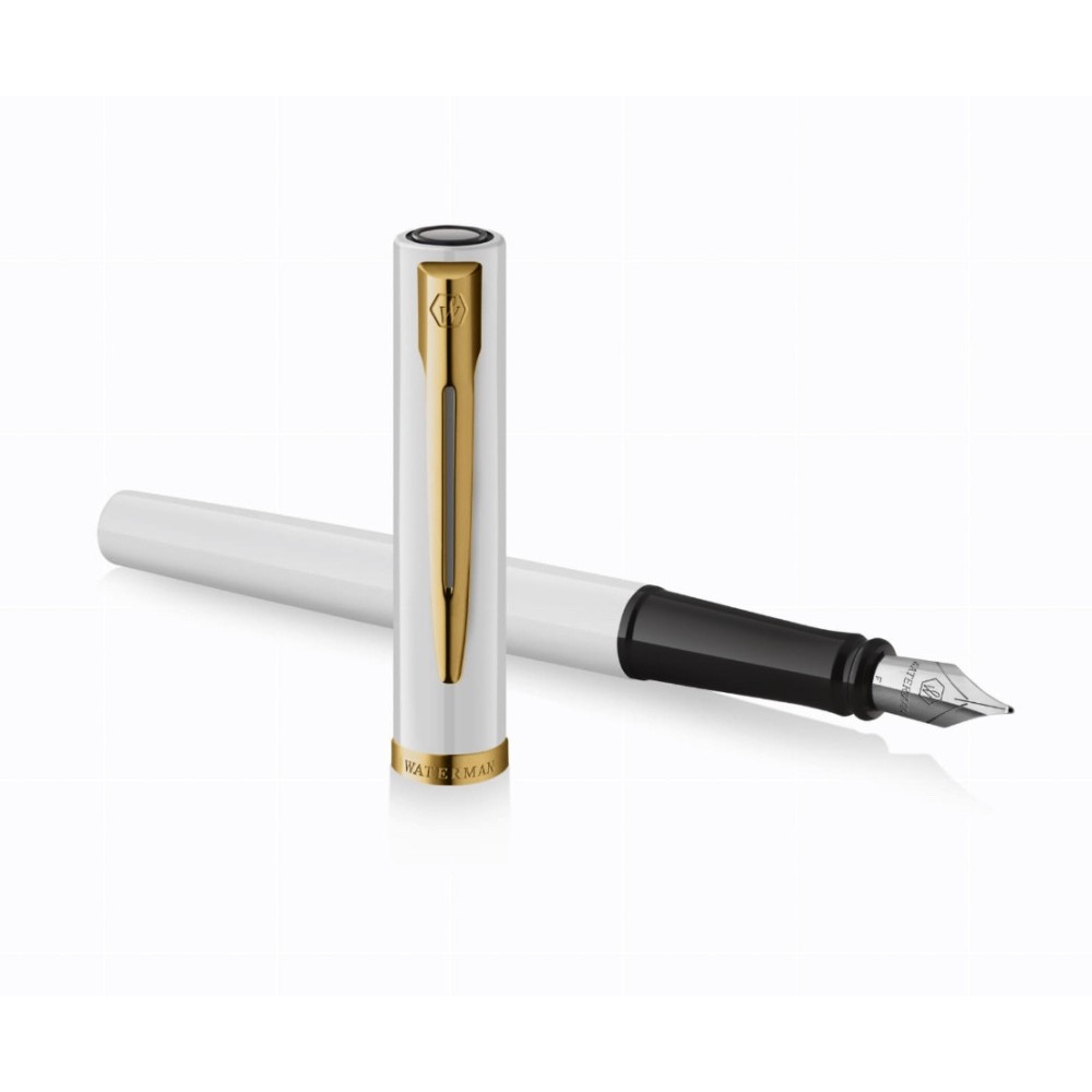 Fountain pen Impression with box - Waterman - White Gold Trim F