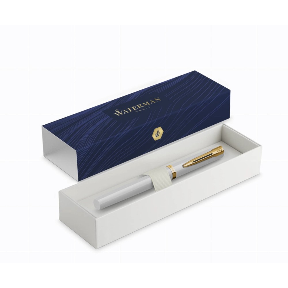Fountain pen Impression with box - Waterman - White Gold Trim F