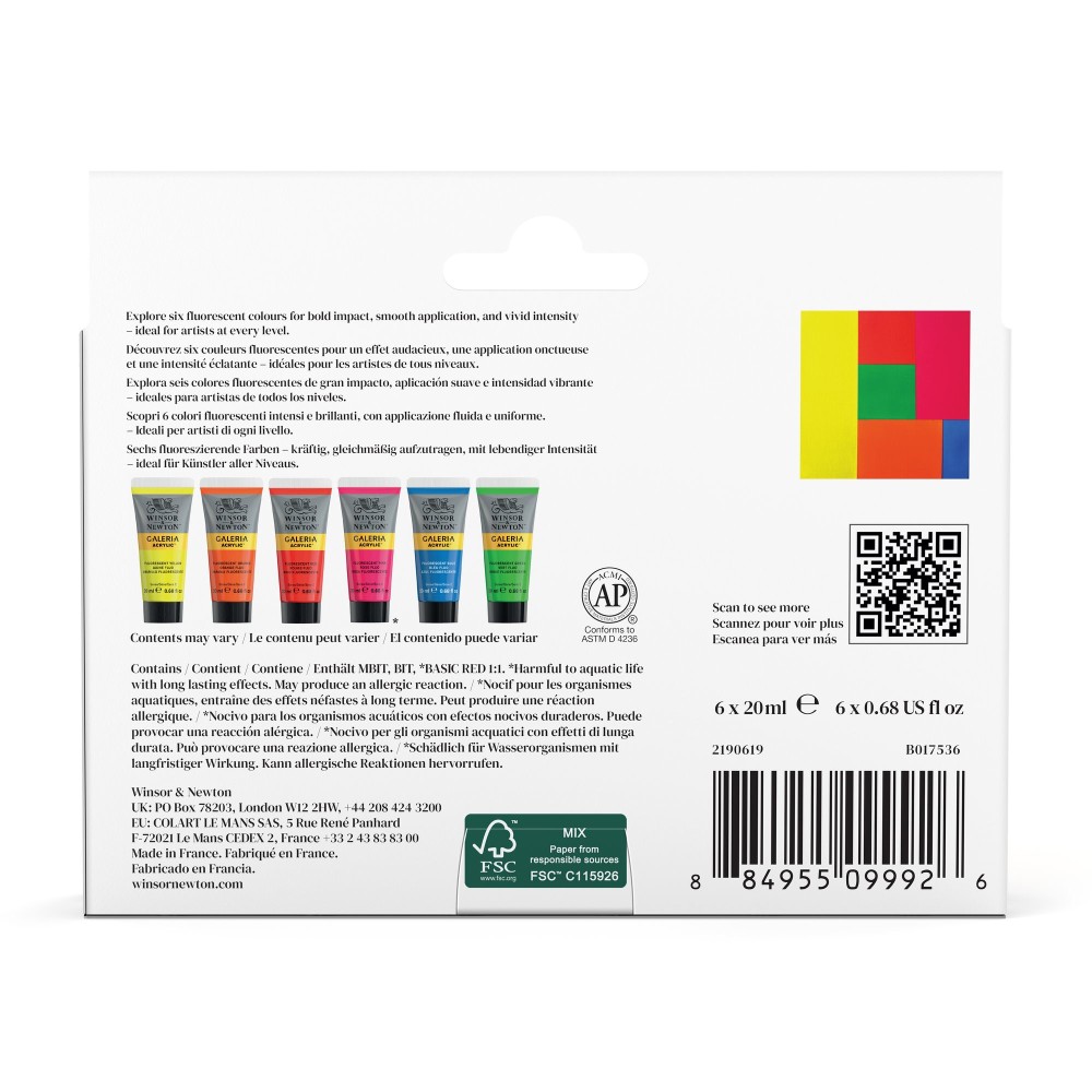 Set of acrylic Galeria paints - Winsor & Newton - 6 x 20 ml