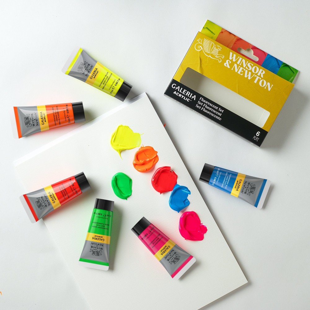 Zestaw farb akrylowych Galeria Fluorescent Set - Winsor & Newton - 6 x 20 ml