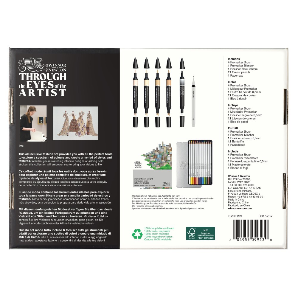 Zestaw artystyczny Mixed Media Fashion - Winsor & Newton - 19 pcs