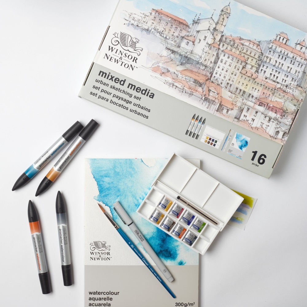 Mixed Media Urban Sketching Set - Winsor & Newton - 16 pcs
