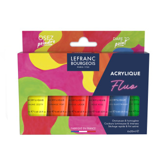 Set of Fluo acrylic paints - Lefranc & Bourgeois - 6 x 20 ml