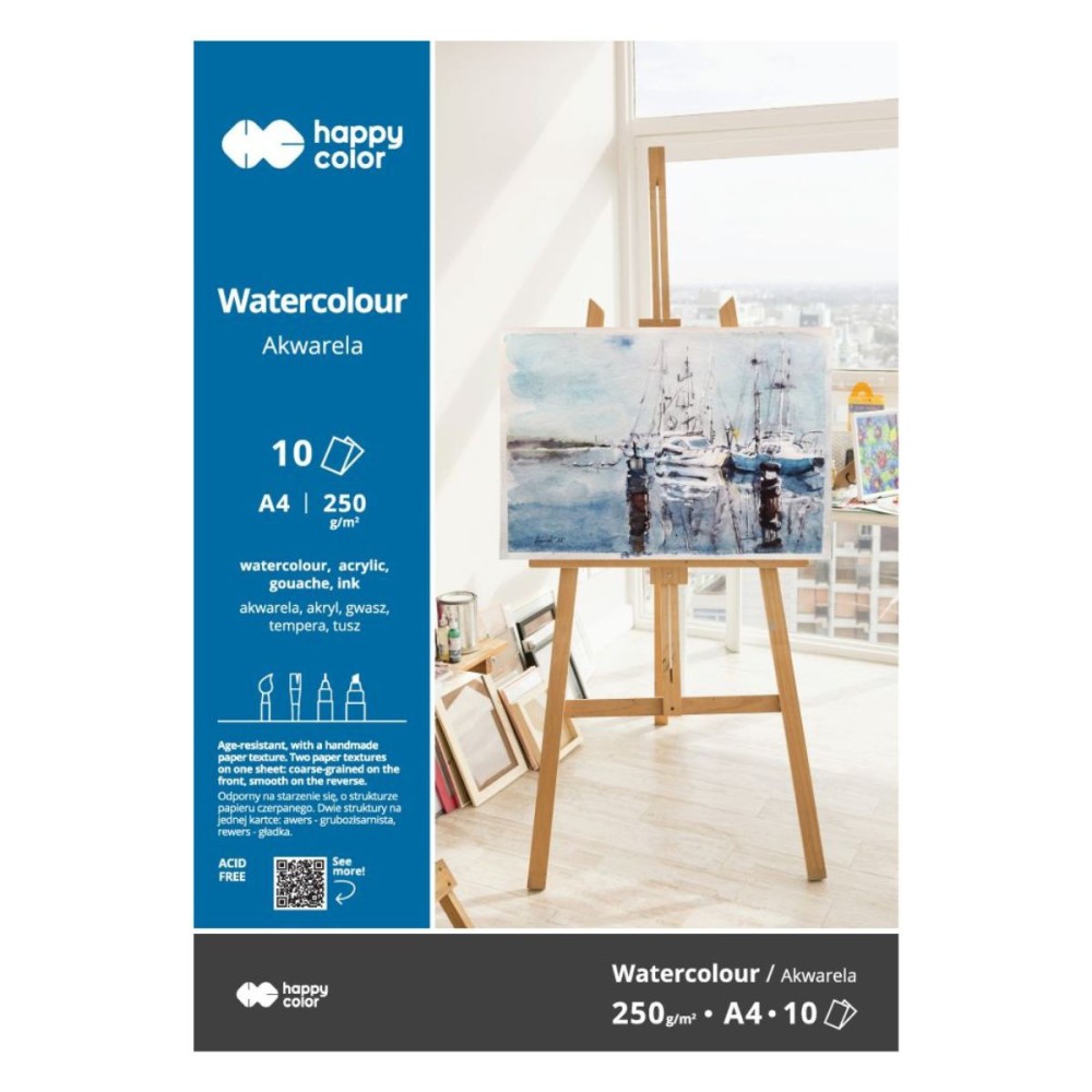 Watercolor paper pad A4 - Happy Color - 250 g, 10 sheets