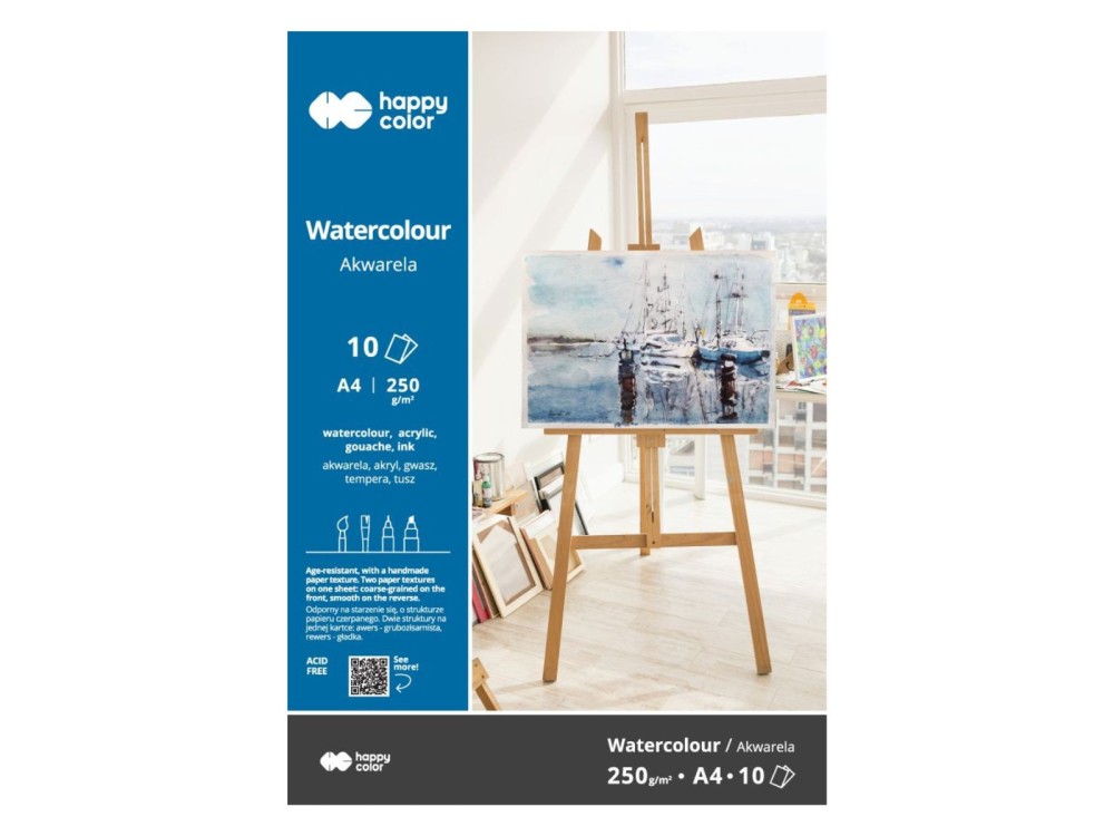 Blok akwarelowy A4 - Happy Color - 250 g, 10 ark.