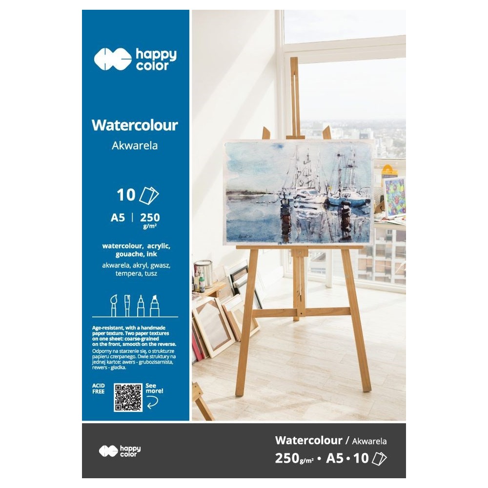 Blok akwarelowy A5 - Happy Color - 250 g, 10 ark.