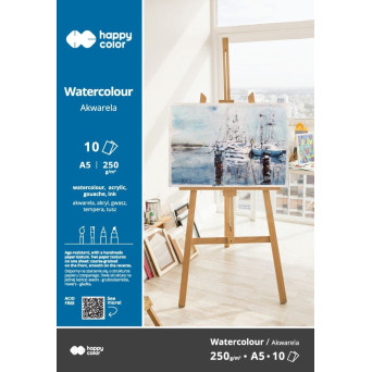 Watercolor paper pad A5 - Happy Color - 250 g, 10 sheets