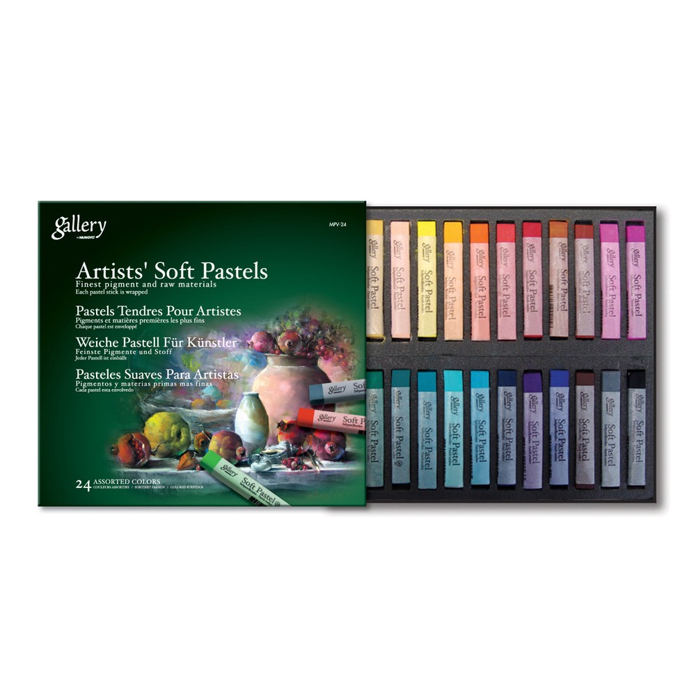 Set of dry Gallery Artists' Soft Pastels - Mungyo - 24 pcs