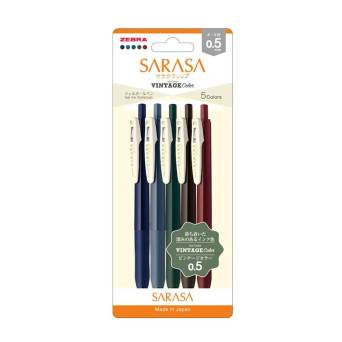 Set of Sarasa Clip Vintage gel pen - Zebra - 5 pcs