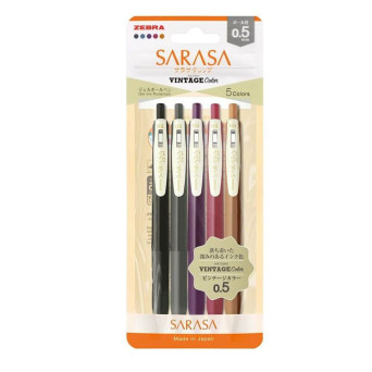Set of Sarasa Clip Vintage 2 gel pen - Zebra - 5 pcs