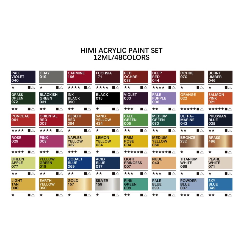 Set of Twin Cup acrylic paints - HIMI - Pearl Pink 48 pcs