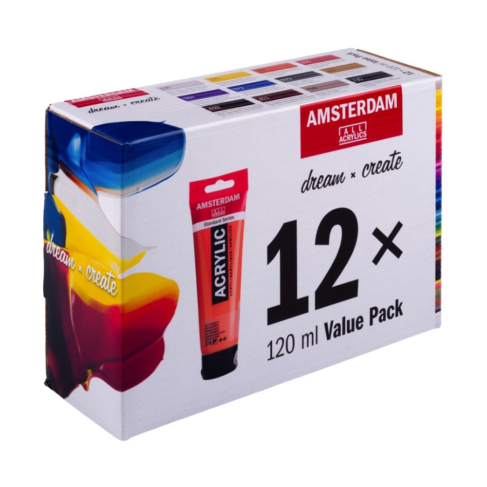 Zestaw farb akrylowych - Amsterdam - 12 x 120 ml