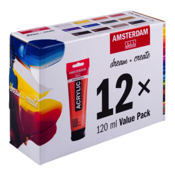 Zestaw farb akrylowych - Amsterdam - 12 x 120 ml