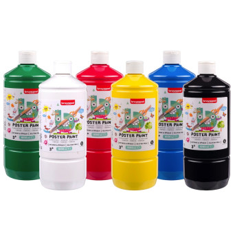 Zestaw farb plakatowych - Bruynzeel - 6 x 1000 ml