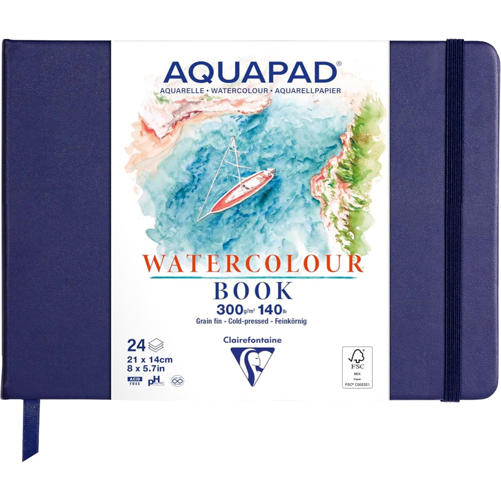 Aquapad Watercolour Book 21 x 14 cm - Clairefontaine - 300 g 24 sheets