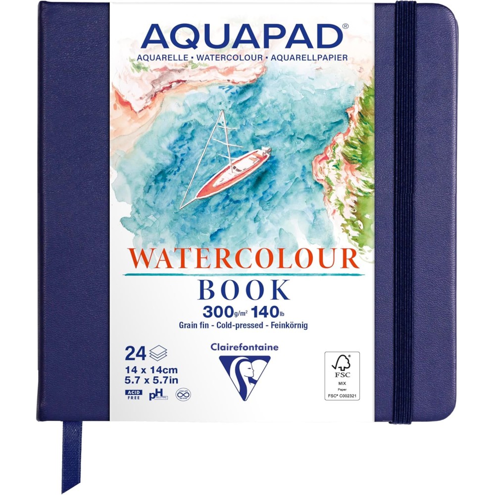 Szkicownik Aquapad Watercolour Book 14 x 14 cm - Clairefontaine - 300 g 24 ark.