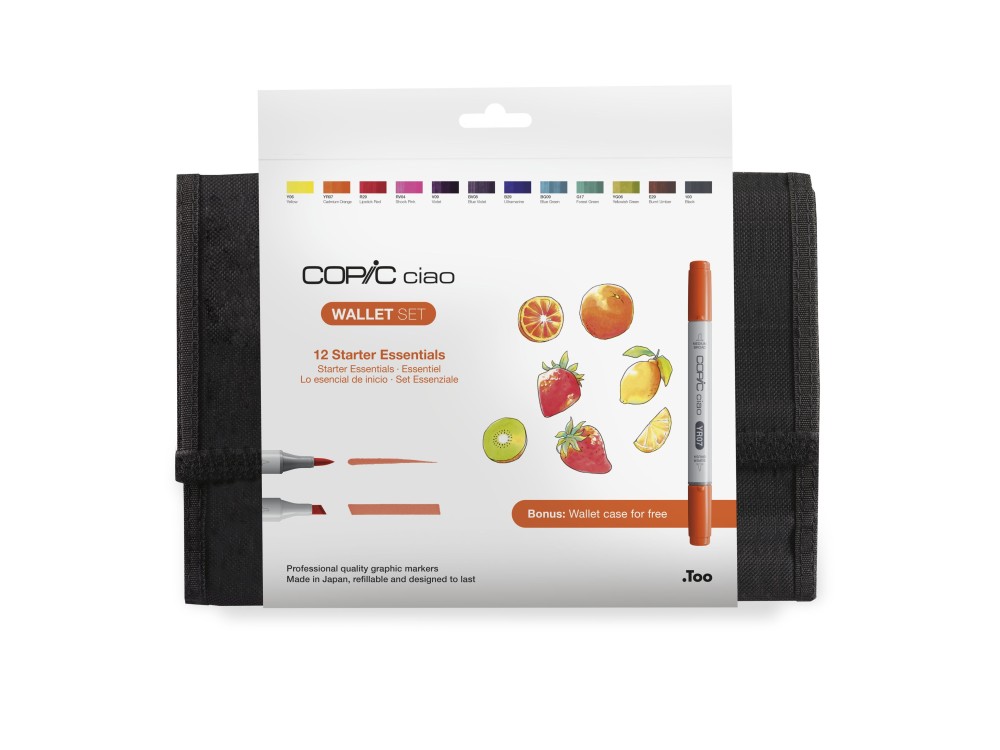 Zestaw markerów dwustronnych Copic Ciao Starter Essentials w etui - 12 szt.