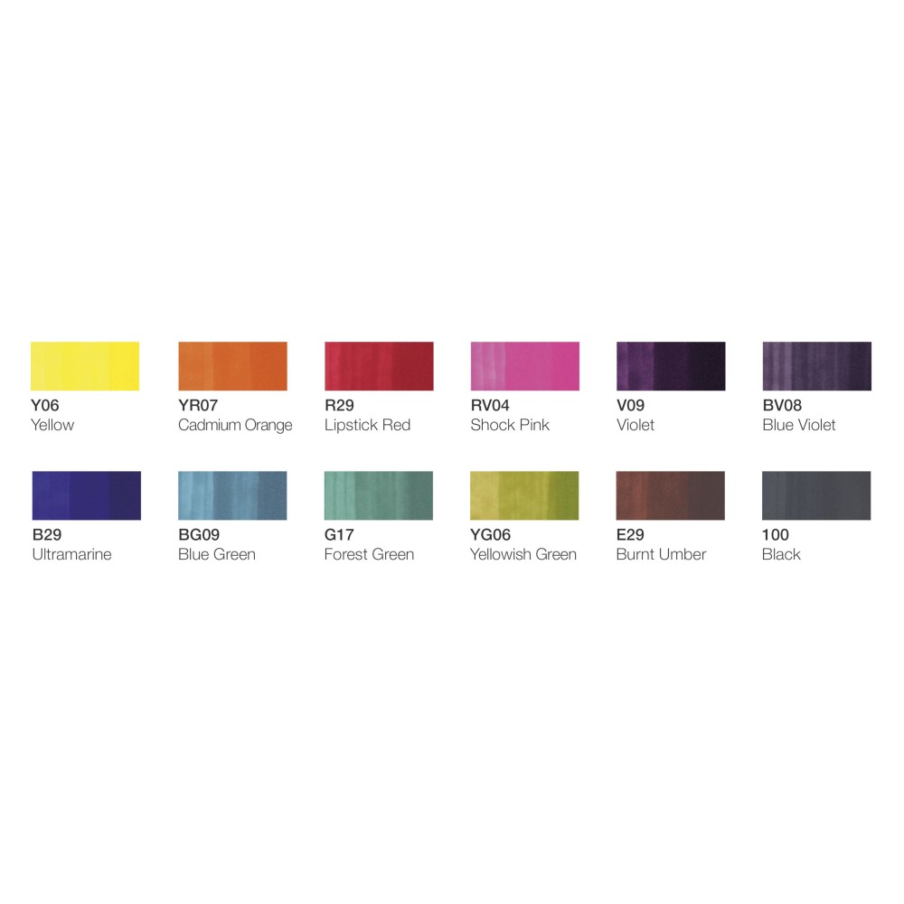 Zestaw markerów dwustronnych Copic Ciao Starter Essentials w etui - 12 szt.