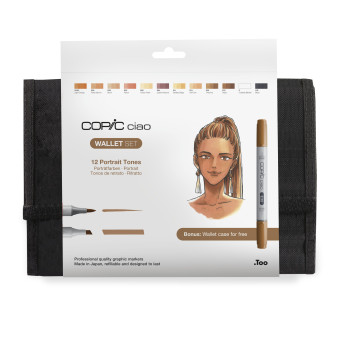 Zestaw markerów dwustronnych Copic Ciao Portrait Tones w etui - 12 szt.