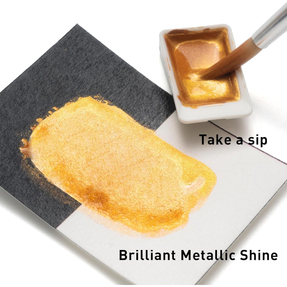 Set of watercolors pans Golden Metallic - HIMI - 12 pcs.