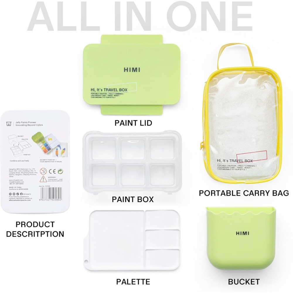 Travel Box for Twin Cup & Jellu Cup paints - HIMI - Apple Green