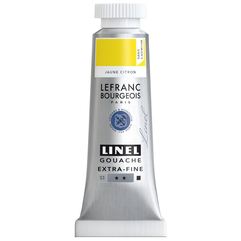 Linel gouache paint - Lefranc & Bourgeois - Cadmium Free Lemon Yellow 14 ml