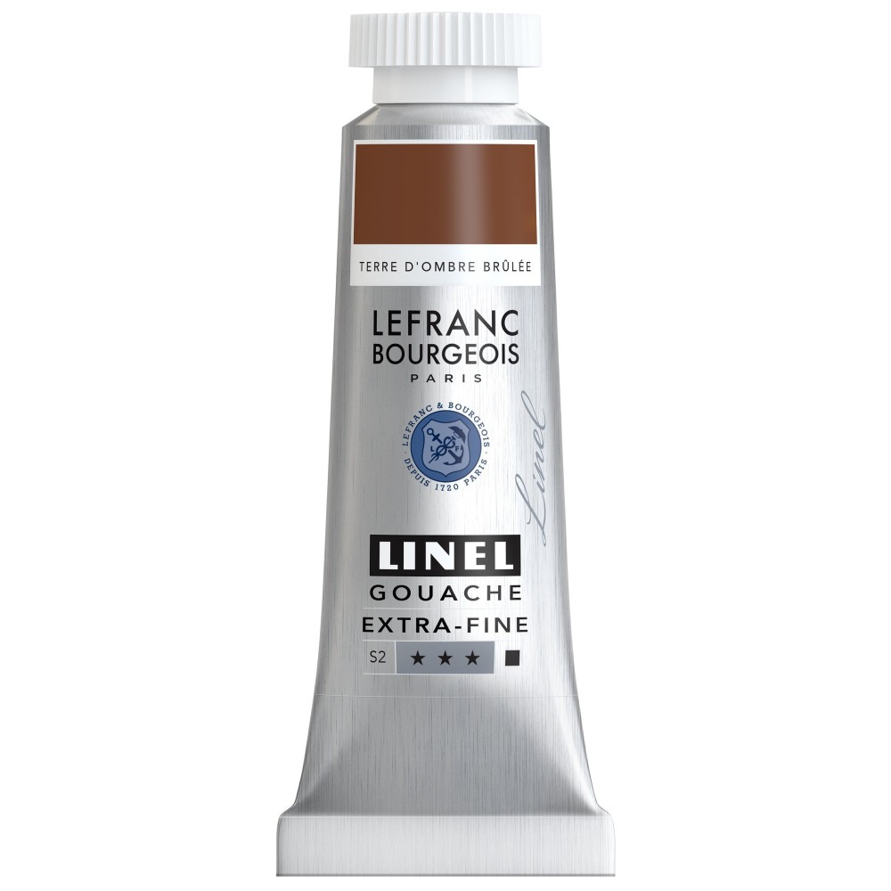 Linel gouache paint - Lefranc & Bourgeois - Burnt Umber 14 ml