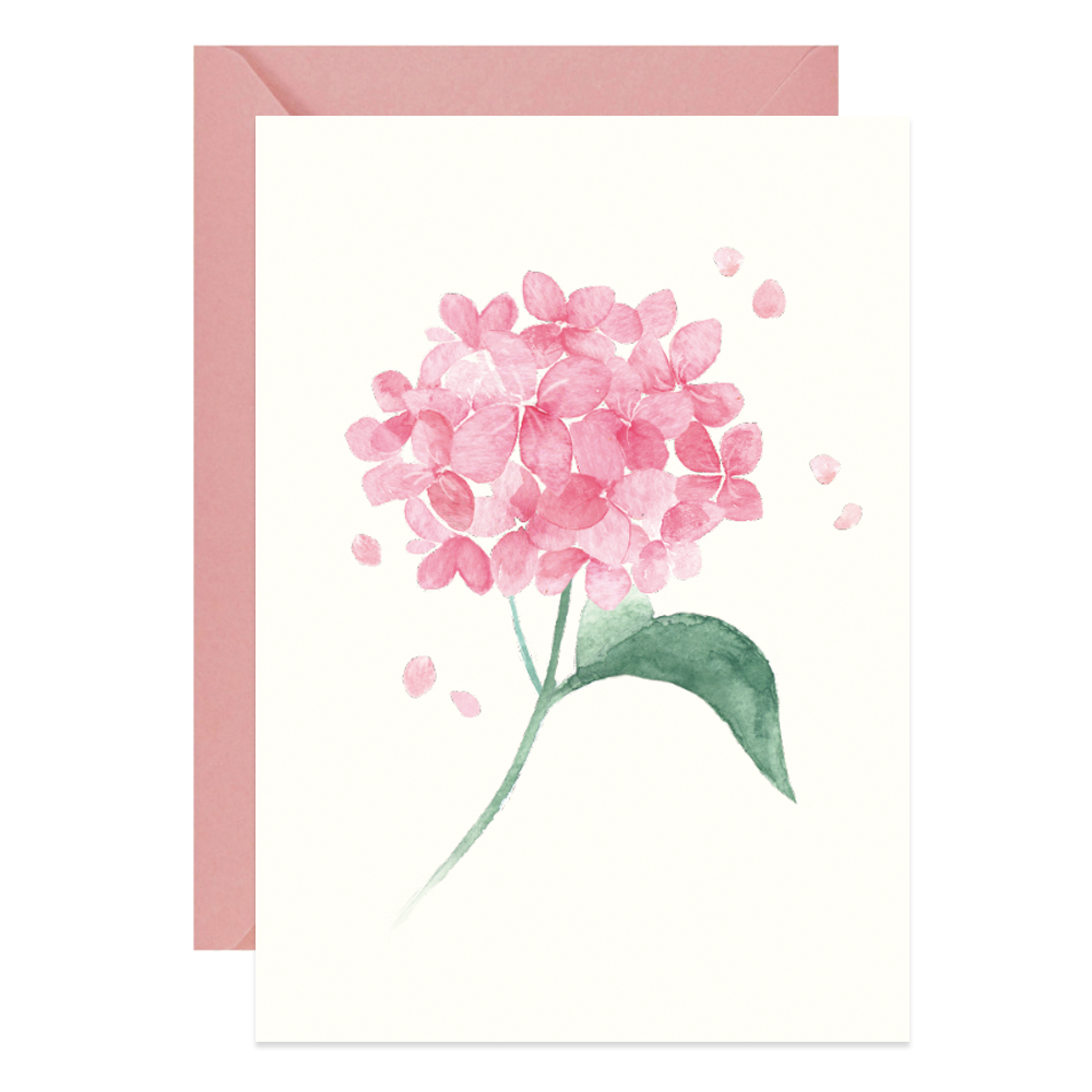 Greeting card A6 - Paperwords - Pink Hydrangea