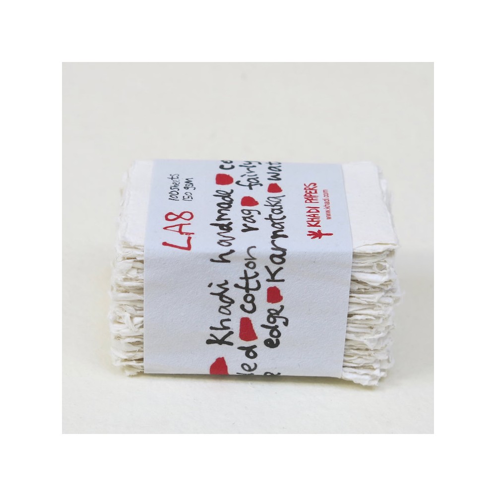 Handmade 100% cotton paper 150 g - Khadi Papers - White A8 100 sheets