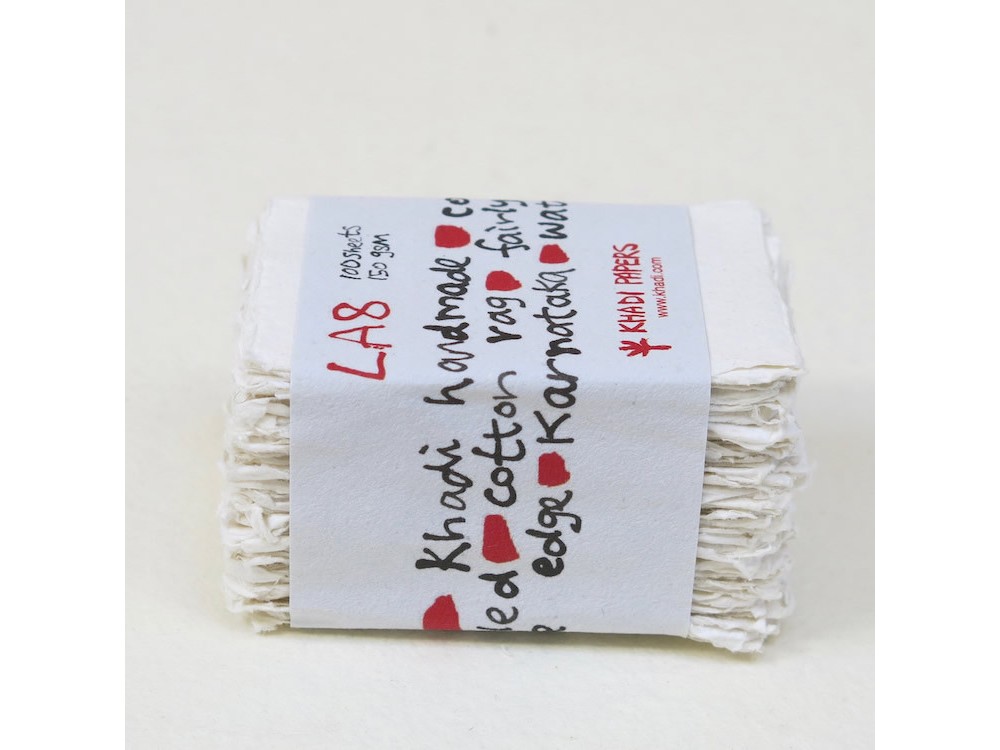 Handmade 100% cotton paper 150 g - Khadi Papers - White A8 100 sheets