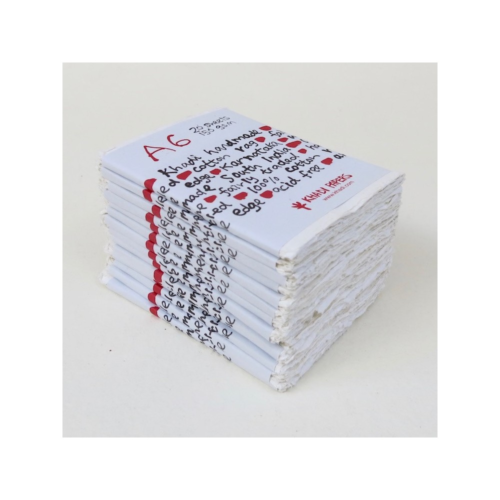 Papier czerpany 100% bawełny 150 g - Khadi Papers - White A6 20 ark.