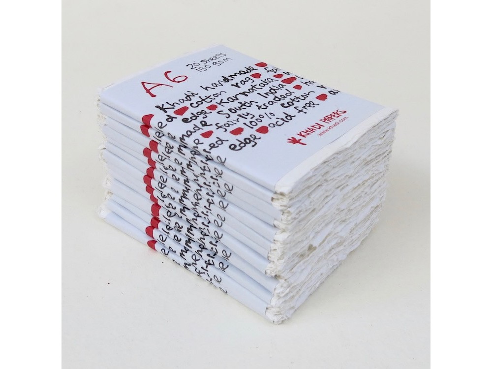 Papier czerpany 100% bawełny 150 g - Khadi Papers - White A6 20 ark.