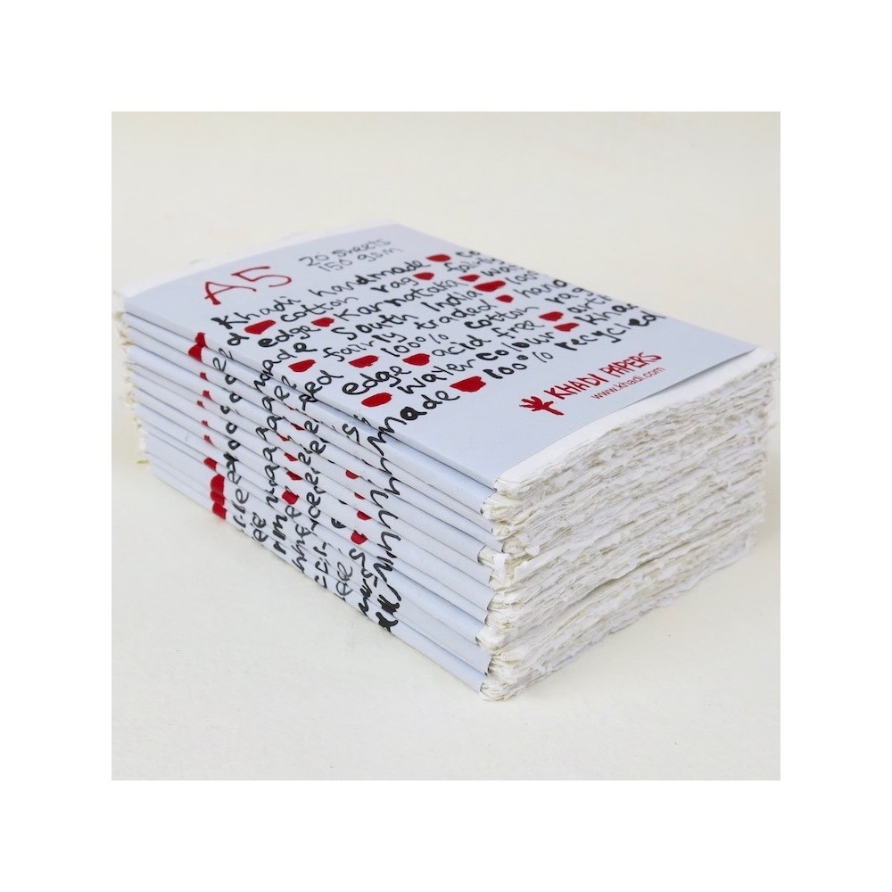 Handmade 100% cotton paper 150 g - Khadi Papers - White A5 20 sheets