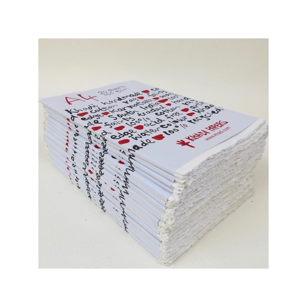 Handmade 100% cotton paper 150 g - Khadi Papers - White A4 20 sheets