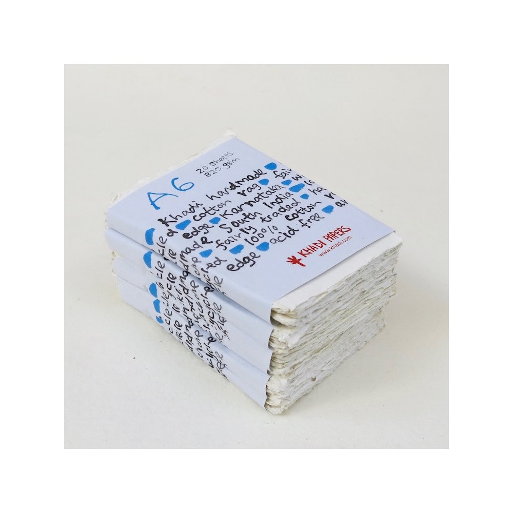 Papier czerpany 100% bawełny 320 g - Khadi Papers - White A6 20 ark.