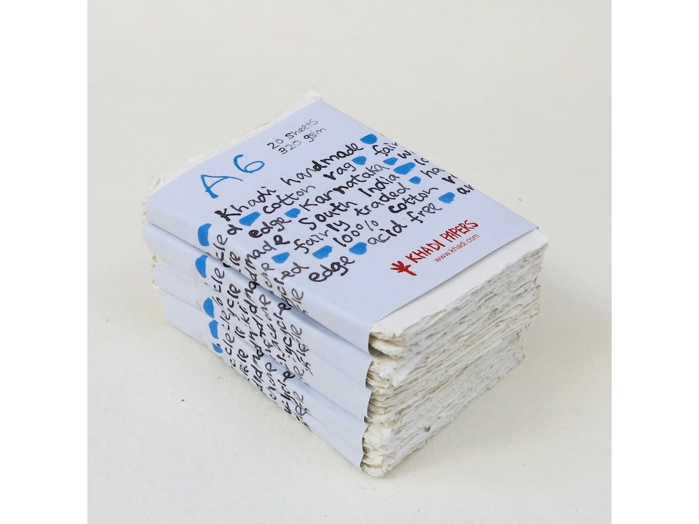 Papier czerpany 100% bawełny 320 g - Khadi Papers - White A6 20 ark.