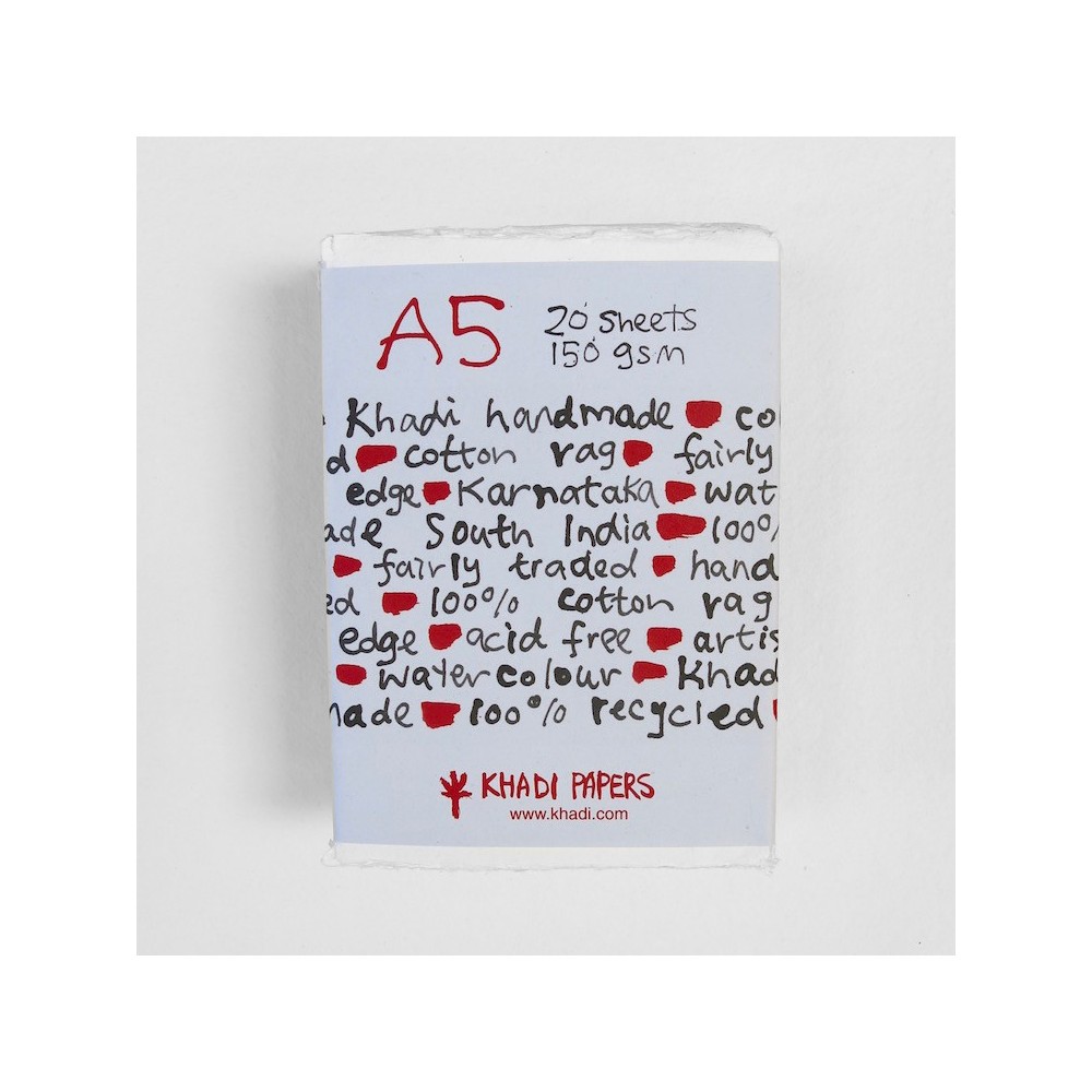 Handmade 100% cotton paper 150 g - Khadi Papers - White A5 20 sheets