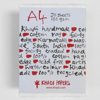 Handmade 100% cotton paper 150 g - Khadi Papers - White A4 20 sheets