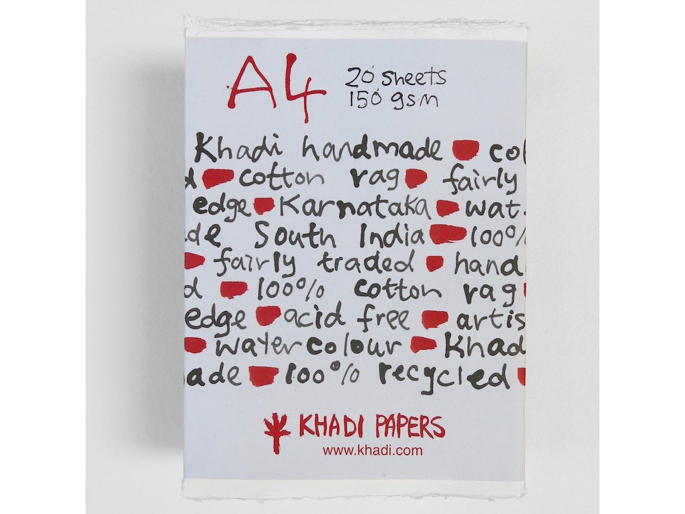 Handmade 100% cotton paper 150 g - Khadi Papers - White A4 20 sheets