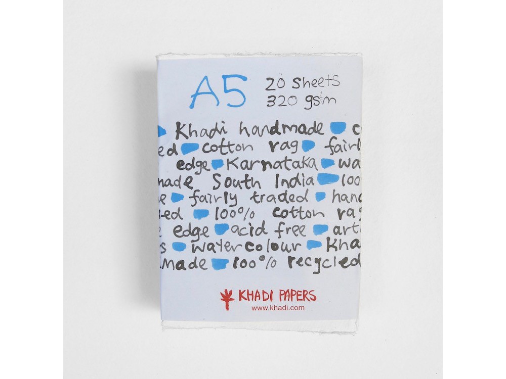 Handmade 100% cotton paper 320 g - Khadi Papers - White A5 20 sheets