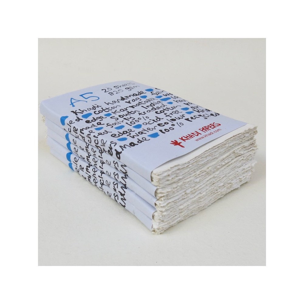 Handmade 100% cotton paper 320 g - Khadi Papers - White A5 20 sheets