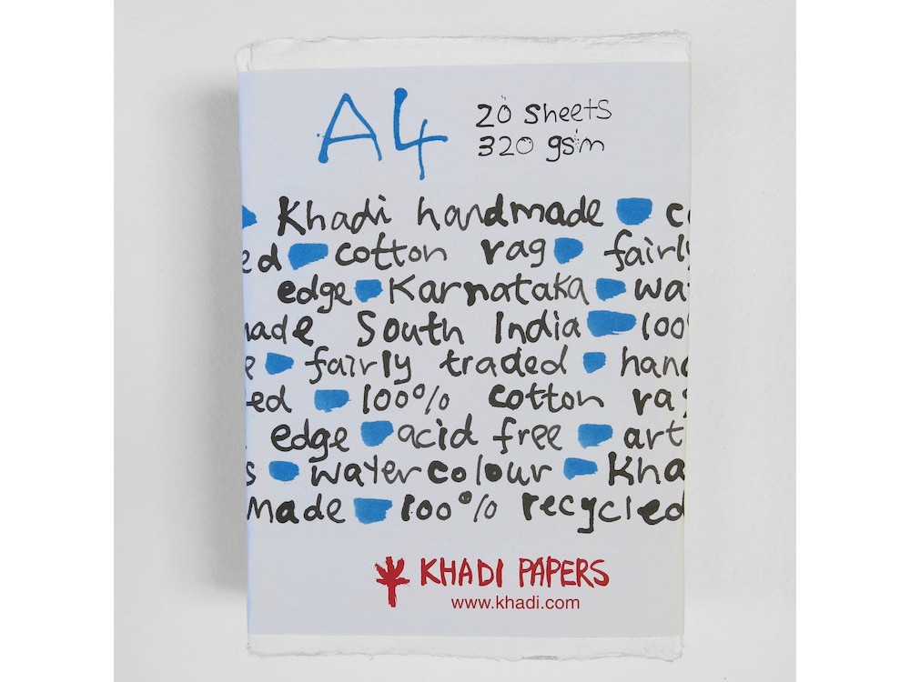 Papier czerpany 100% bawełny 320 g - Khadi Papers - White A4 20 ark.