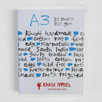 Handmade 100% cotton paper 320 g - Khadi Papers - White A3 20 sheets