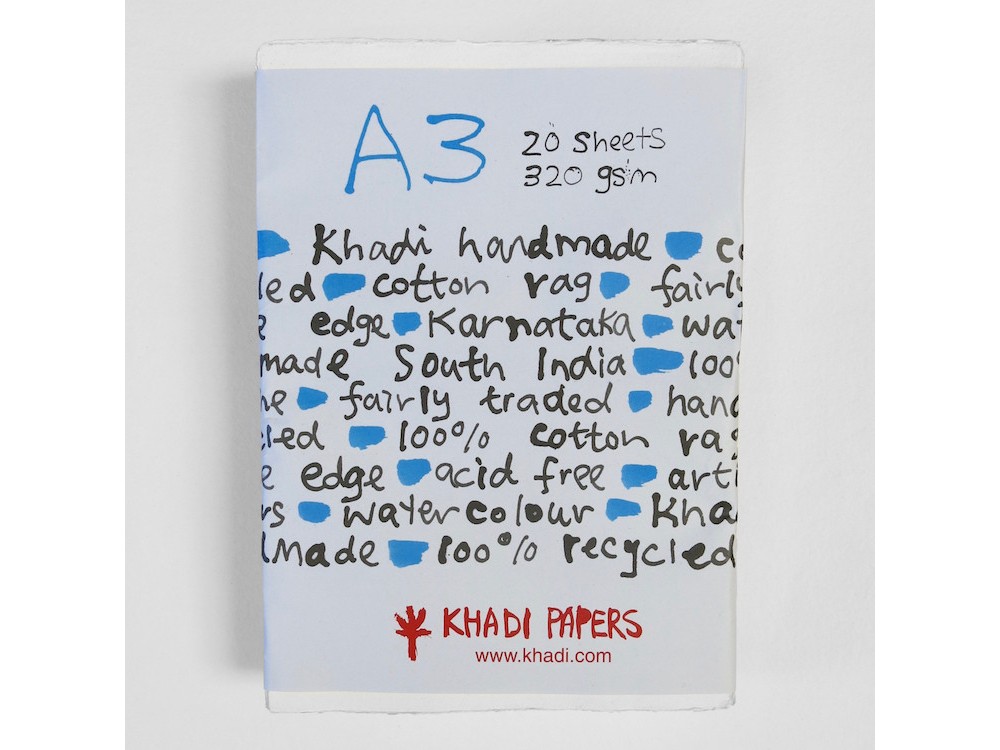 Papier czerpany 100% bawełny 320 g - Khadi Papers - White A3 20 ark.